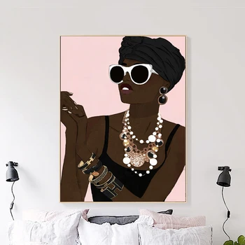 Afrikoje Modelis Mados Mergaitė Paris Kvepalai Sienos Meno Tapybos Drobės Šiaurės Plakatai Ir Spausdina Sienos Nuotraukas Gyvenimo Kambario Dekoro