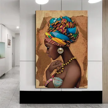 Afrikoje Moterys Portretas Tapybos ant Drobės HD Spausdinti Modernus Plakatas ir Spausdinimo Sienos Meno Nuotrauką Kambarį Namo Apdaila