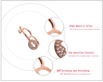 Ajojewel Mados Kristalų Raktų Žiedas Prabanga Rose Aukso Spalvų Dviejų Pirštų Žiedai Moterims, Šaliai, Papuošalai Annel Bagues