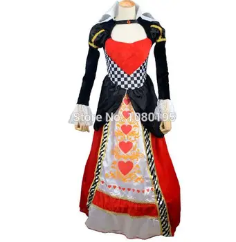 Alisa Stebuklų Šalyje Cosplay Kostiumų Širdžių Karalienė Kostiumas Raudona Karalienė Kostiumas Moteris Elegantiška Suknelė Cosplay