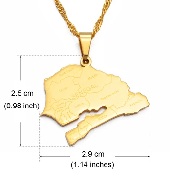Anniyo Senegalas Žemėlapis Su Miesto Nam Žavesio Karoliai Pakabukas Moterų Mergina Aukso Spalvos Papuošalai Afrikos Žemėlapis Senegalo #135821