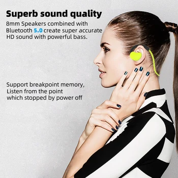 Arikasen 32GB Vandeniui Belaidės ausinės Sporto MP3 bluetooth 5.0 HIFI GARSO laisvų rankų įranga su mikrofonu atminties Žaidimas Ausinės Su Mikrofonu