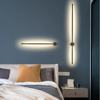 Aukso/Juoda Modernios LED Veidrodis, apšvietimas, Vonios kambario, miegamojo, pagalvėlė sienos sconce 0.65 M~1.45 M Paprastas gyvenimo kambario sienos lempos šviestuvai