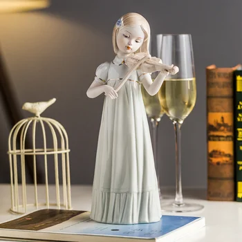 Aukštos temperatūros atleistas vakarų mergaičių groti smuiku, keramikos, skulptūros, papuošalai Europoje linija estetinės vyno kabineto decorativ