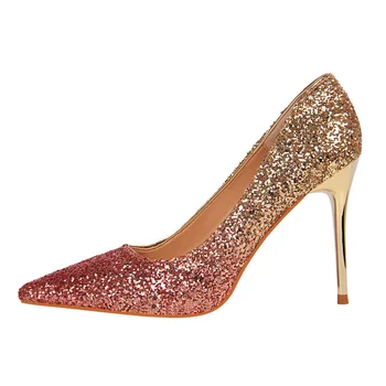 BIGTREE batai Nauji Moterys Siurbliai Seksualių aukštakulnių Aukso kitten heels Skiedra Vestuvių Batai Ponios Batai Balti Moterų Batai stiletto