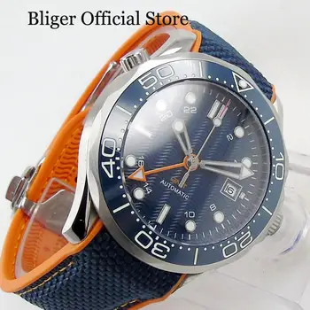 BLIGER Prekės Vyrų laikrodis Su Automatiniu GMT Judėjimas Data Langą Safyro Stiklo