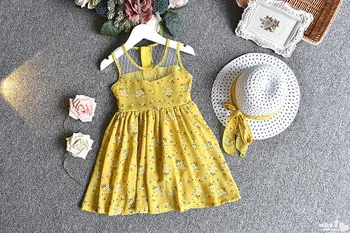 Babzapleume vasaros stiliaus korėjos vaikams, drabužiai kūdikiams šalis princesė suknelė gėlių mergaičių suknelės+skrybėlės vaikų drabužių rinkiniai BC1477
