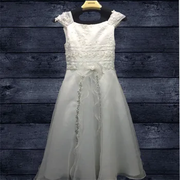 Balta Ir Kulkšnies Ilgis Gėlių mergaičių Suknelės Nėriniai Pirmos Komunijos Suknelės Mergaitėms-line Stiliaus Vestidos De Comunion