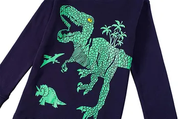 Berniuko Drabužių Rinkinys Vaikams, Cartoon Dinozaurų Marškinėlius ilgomis Rankovėmis Viršūnes+Kelnės Pižama Nustatyti Sleepwear Komplektus Rudens ir žiemos Drabužių