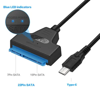 C tipo USB 3.1-SATA Kabelis 10 Gb / s Paramos 2.5 Colio Išorinis HDD SSD Kietąjį Diską 22Pin SATA3 Kabelis Sata3.0 USB C Adapteris