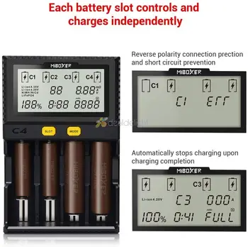 C4 Miboxer Baterijos Kroviklis Smart 4 LCD laiko Tarpsnių 10340 10440 AA AAA 14500 18650 26650 Baterijos Kroviklis Universalus Įkroviklis