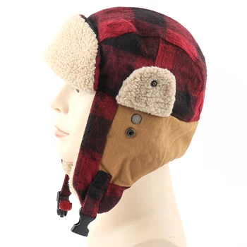 CAMOLAND Pledas Dizainas Žiemos Bombonešis Kepurės Moterims, Vyrams, Šilumos Dirbtiniais Berberų Vilnos Earflap Bžūp rusijos Ushanka Skrybėlę Su Akiniais
