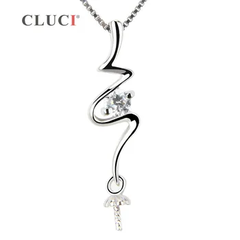 CLUCI moterų papuošalai 925 sterlingas sidabro pakabukas su montavimo pearl sėdynės, 25.4*6,2 mm perlų pakabukas aksesuaras SP153SB