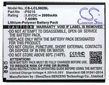 Cameron Kinijos 2000mAh baterija LOGICOM L-ITE 502 P5015 P5015(1ICP4/58/74) Mobilųjį, SmartPhone Baterija