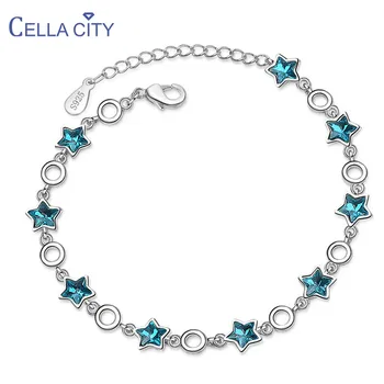 Cellacity Blue Star Sidabrinė Apyrankė 925 Moterų Mados Fine Jewelry Studentų Dovanos Pažintys Saldus Subtilus Aksesuaras Jubiliejų