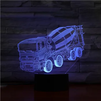 Cemento Maišytuvas, Betono Sunkvežimių 3D Lempos Naktį Šviesos USB LED Lemputė Multi-color 