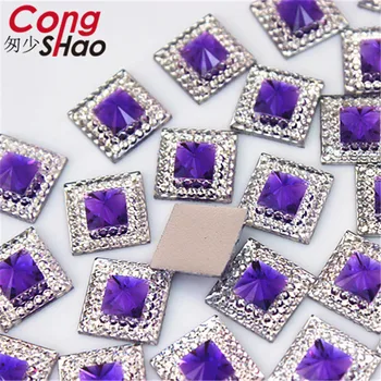 Cong Shao 200PCS 10 mm Kvadrato formos Spalvinga flatback Dervos kalnų krištolas apdaila akmenys ir kristalai Vestuvių Suknelė Aksesuarai CS753