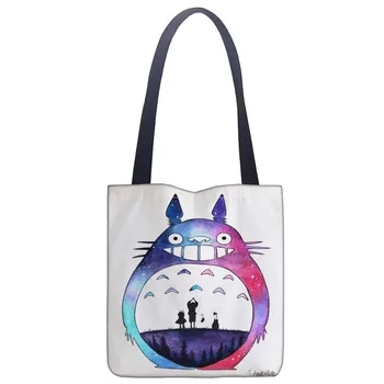 Custom Totoro spausdinimo pečių maišą canvas tote maišą pirkinių kelionių knyga rankinėje logotipą