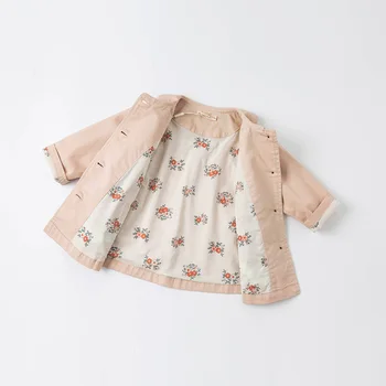 DB16688 dave bella pavasario kūdikių mergaičių mados kietas kišenės kailio vaikams viršūnes kūdikiams, vaikiška viršutinių drabužių siuvimas