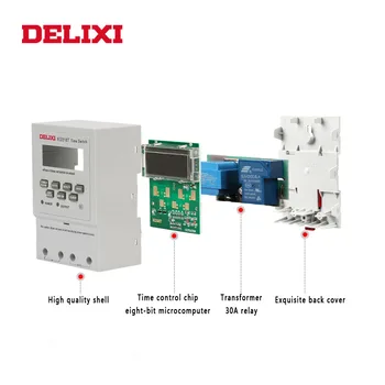 DELIXI Mikrokompiuteris Laikmačio Maitinimas AC 110V, 220V, 12V 24V Skaitmeninis LCD Programuojamas Laikmatis, valdymo jungiklis su Din Rail Mount