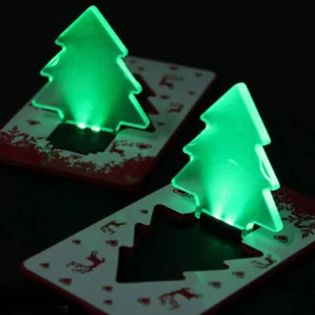 Daug 10vnt Nešiojamas Kišenėje Lankstymo X-mas Kalėdų Eglutė LED Kreditinės Kortelės Lempos Piniginės Patogus Žalia Šviesa
