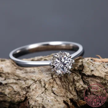Deimantinis žiedas modeliavimas, padengtą platina vieną karatų deimanto žiedas reiškia vestuvių porų žiedas moterų vestuvių žiedas