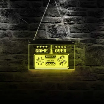 Derliaus Gamepad Valdytojas LED lemputės Akrilo Lenta žaidimų Kambarys Dekoro Žaidimas Per Pasirašyti Žaidimų Kambarys Elektrinis Ekranas Kabo Lenta