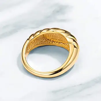 Derliaus Nereguliarus Susukti Croissant Žiedai Moterims, Nerūdijančio Plieno, Aukso Pločio Žiedą, Siūlus Geometrinis Piršto Žiedą Bague Femme