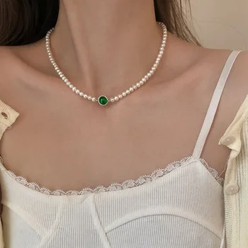 Derliaus perlų Papuošalai 925silver tikras perlas karoliai, apyrankės rinkinį, šaliai, papuošalai, nustatykite smaragdas, agatas viduryje akmens, sidabro papuošalai