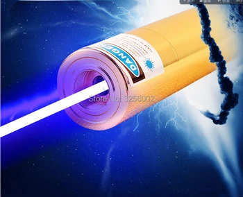Didelės Galios Karinės 1000000m 450 nm Žibintuvėlis Galingas, Reguliuojamas Focus Blue Lazerinė Rodyklė Lazer Fakelas Dega rungtynės degančiomis cigarečių