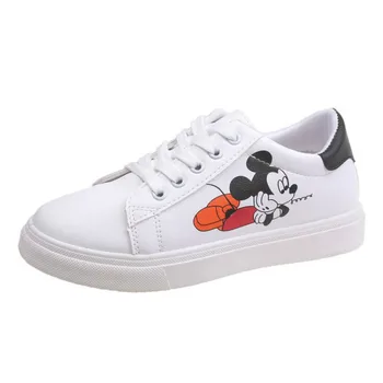Disney Mickey balti batai ponios pavasarį, naujų vieno batai Mickey Mouse korėjos laukinių laisvalaikio bateliai studentų mados valdybos batai