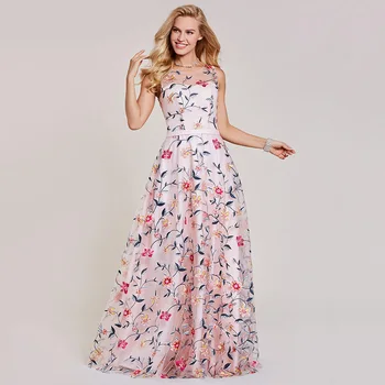 Dressv rožinės spalvos vakarinę suknelę pigūs samtelis kaklo linija, siuvinėjimo nėrinių grindų ilgis vestuves oficialų suknelė vakaro suknelės