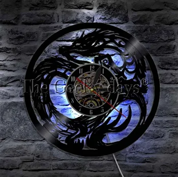 Dungeon Master Drakonas, LED Apšvietimas, Sienos Menas Kovos Meno Dragon Sienų apšvietimo su Lumionus Vinilo Įrašas Laikrodis Vinilo Šviesos