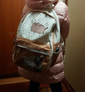 Fat cat Drobė maišelis vienaragis Kuprinės kuprinės paauglių Mergaičių, moterų Mokyklų kelionės Pečių Maišą