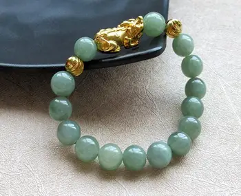 Fine Jewelry Gamtos HeTian Biyu Jade Apvalių Karoliukų Apyrankę Green Lady Bangle Dovana Moterims, vyrams