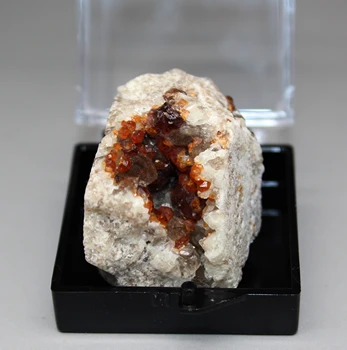 Gamtinis Granatas ir arbata kristalų Simbiozė mineralinių pavyzdys akmenys ir kristalai gydymo kvarco kristalai dėžutės dydis 5.2 cm