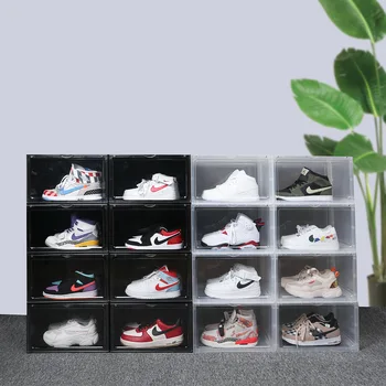 Gamyklos tiesioginio pardavimo stiprus magnetinis didelio skaidraus plastiko batų dėžės batų, kurių sudėtyje yra dėžutė batų dėžės išardomi batų sienos.