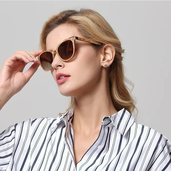 Geras dizainas, medinių moterų akiniai nuo saulės, Poliarizuoti akiniai nuo saulės moterims LS2165