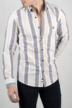 Giliavandenių Smėlio Vyrų Marškinėliai 100 Medvilnės Slim Fit Pro-Line Modelis ilgomis Rankovėmis Pavasarį, Vasarą, Rudenį, Žiemą Atsitiktinis Verslo dienraštis 2006079
