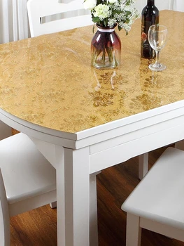 Golden spausdinti PVC stačiakampio, apvalaus stalo staltiesė šalis vestuvių stalo dekoravimo padengti medžiaga pasirinktinis vandeniui medienos lentelės raštas