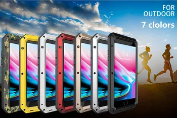 Grūdintas stiklas+Metalas Aliuminio šarvai telefono dėklas skirtas iPhone 11 Pro XS MAX XR X 7 8 6 6S Plius 5S 5C 5 SE viso Kūno atsparus smūgiams Dangtis