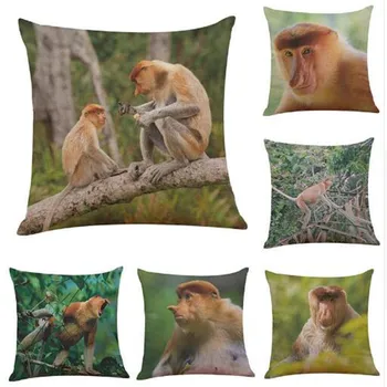 Gyvūnų proboscis beždžionių modelio lino/medvilnės pagalvės užvalkalą pagalvėlė padengti