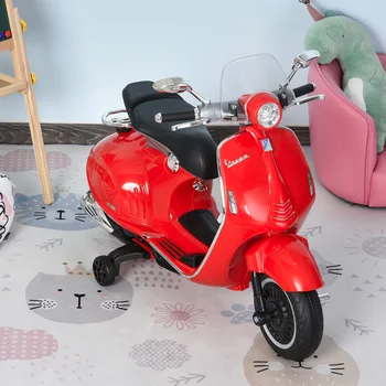HOMCOM elektrinis motociklas, skirtas vaikams nuo 3 metų amžiaus leidžiama vaikas motoroleris, motociklas su muzikos pagalbiniai ratai