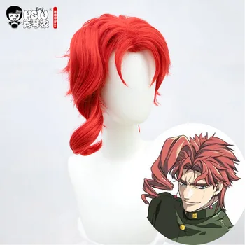 HSIU Anime JoJo ' s Bizarre Adventure Vaidmenį perukas Kakyoin Noriaki cosplay Perukas Raudona curl aukštos temperatūros pluošto perukas Bžūp