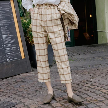 INMAN Pavasario Artsy Vintage Retro Anglija Stiliaus Pledas Moterų Atsitiktinis Biuro Formos Kelnės
