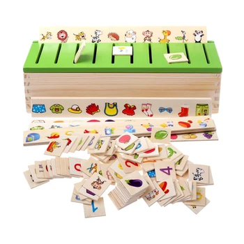 Ikimokyklinio amžiaus Vaikams Rūšiavimo Žaislai Kategorija Atitikimo Mediniai Montessori Švietimo Žaislai, 8 Kategorijos Grupės Rūšiavimo Dėžutę