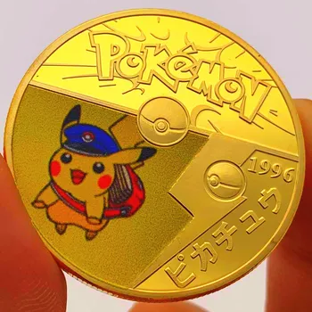 Japonų Anime, Pokemon Kortas Pikachu Auksą, Padengtą Aukso Monetų Žaidimo Rinkimo Korteles