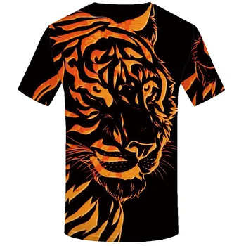 KYKU Prekės Tigras marškinėliai Black T-shirt Geltonos spalvos Drabužius Gyvūnų marškiniai, Drabužiai Marškinėlius Vyrai, Rock, Hip-hop Aukštos Kokybės Naujas