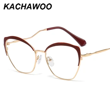 Kachawoo cat eye akiniai, rėmeliai optinis moterų retro stiliaus juoda rausva metalo akinių aišku, objektyvas ponios Kalėdų dovanos