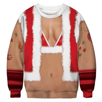 Kalėdų Džemperis 3d Tika Netikrą Plaukų Spausdinimo Naujovė Bjaurusis Kalėdų Džemperis Unisex Vyrai Moterys ilgomis Rankovėmis Megztinis Džemperis Džemperis